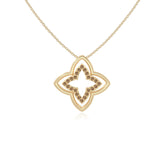 natural citrine 4 petal flower necklaces in yellow gold vermeil